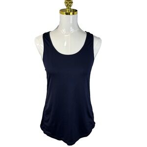 J. Crew Racerback Bow Drawstring Tank Top Navy Blue Satiny Sz Small Sleeveless‎